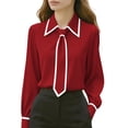 thumbnail image 2 of Ynynloco Women's Work Blouse Tie Neck Long Sleeve Shirts Button Down Elegant Office Work Office Tops Collared Shirt Casual Chiffon Business Top 2026, 2 of 6