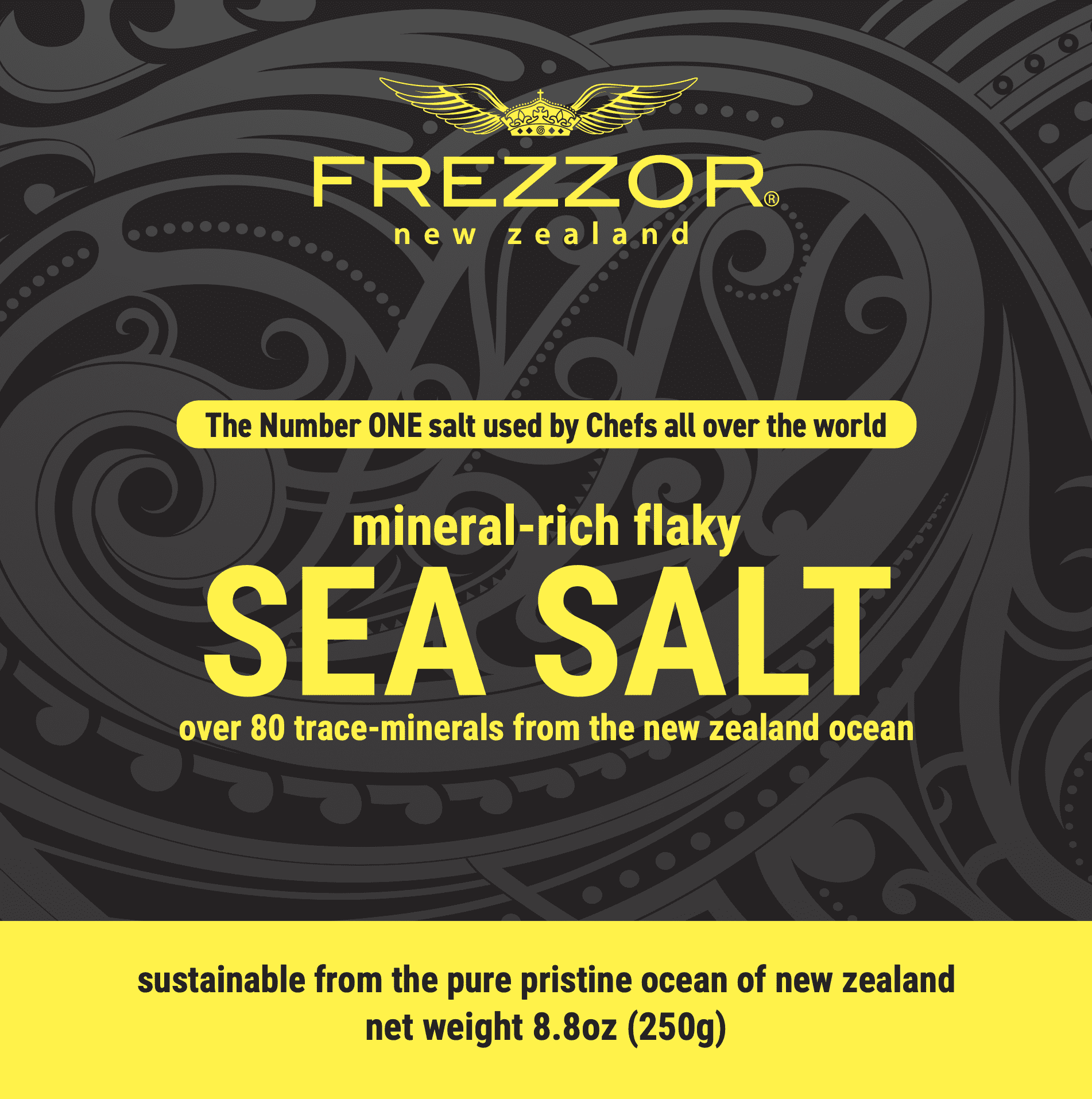 FREZZOR MINERAL-RICH FLAKY SEA SALT, 2-Pack, Premium Gourmet, Unprocessed Kosher Flakes, 84 Minerals & Trace Elements, 100% All-Natural, New Zealand Solar & Wind Harvested, Lab Certified, 14.8 Ounces