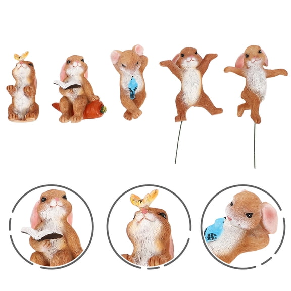 Milisten Set of 5 Adorable Figurine Ornaments 11.5x6cm for Home, Office, Garden Decoration and Display