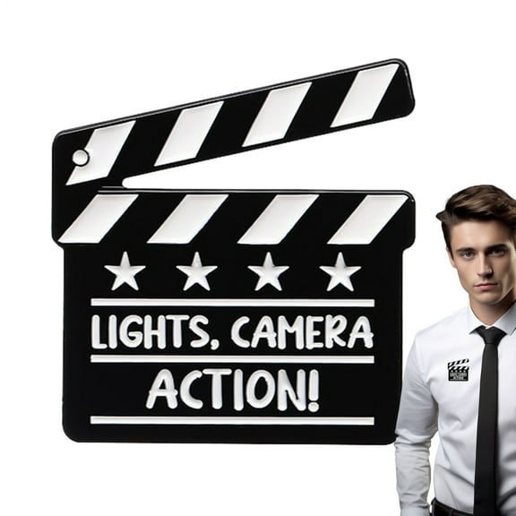 Film Pins | Lights Camera Action Clapperboard Pins | Metal Travel Lapel Brooch Accessory for Handles, Clothes and Shoulder Strap