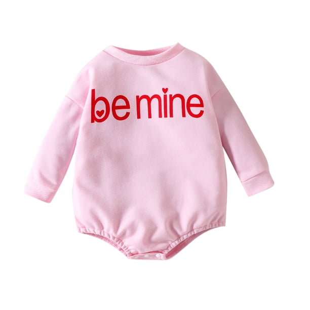 Gibobby Mameluco niño de manga larga para recién nacido, niña, Unisex, algodón, otoño, Día de San Valentín(Rosa, 6-12 Meses)