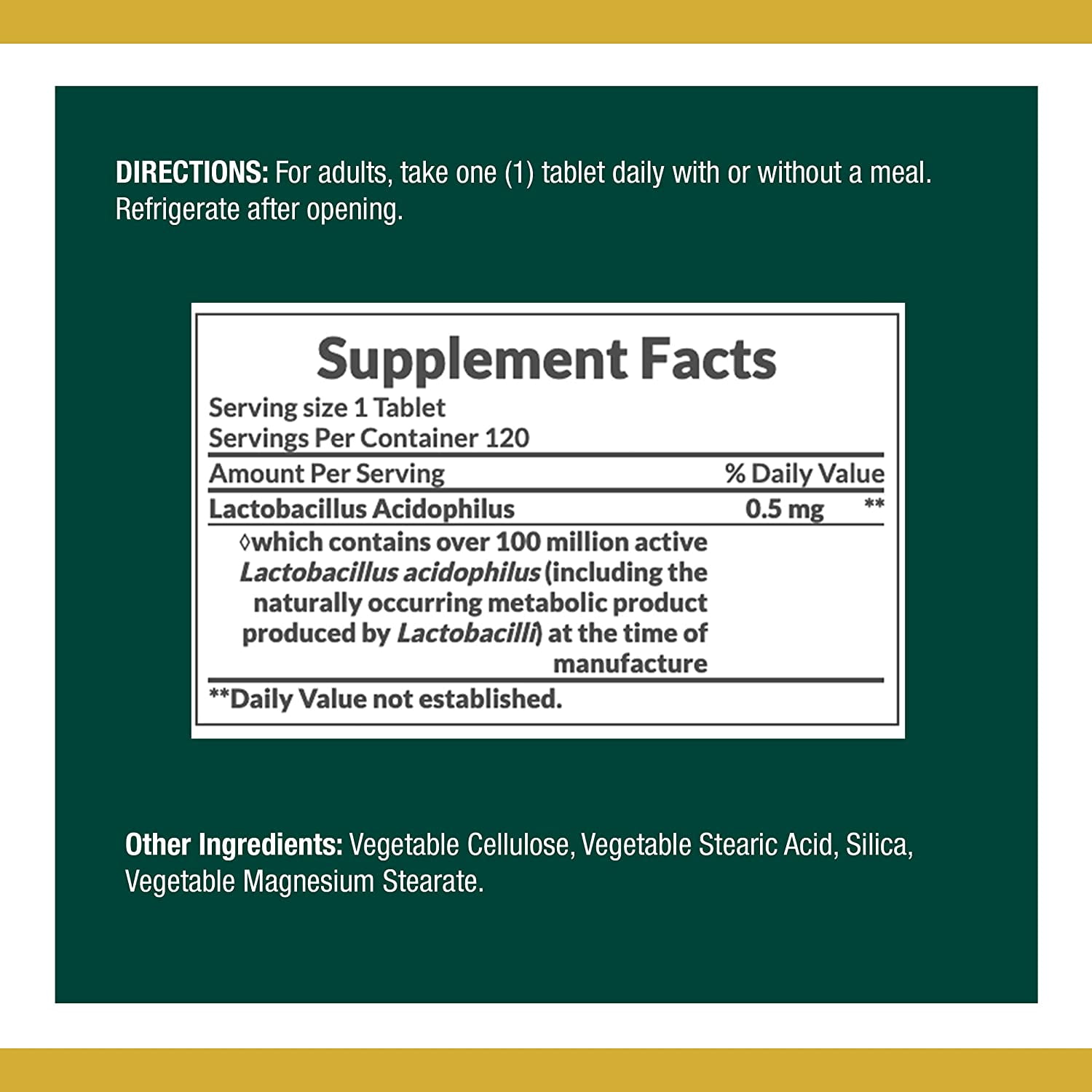 5 Pack - Nature's Bounty Probiotic Acidophilus Tablets, 120 Each