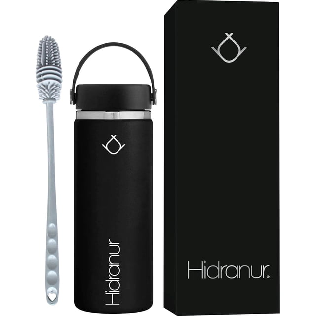 Termo Botella Hidranur de Acero Inoxidable 24 Oz (709.76 ml), Negro