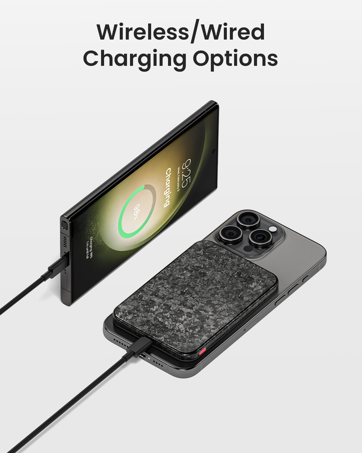 SHARGE CarbonMag Magsafe Power Bank, 5000mAh Magnetic Wireless Portable Charger, 20W PD & QC 3.0 Fast Charging Battery Pack for iPhone 15 14 13 12 Series,  iPad (USB-C Cable Include)