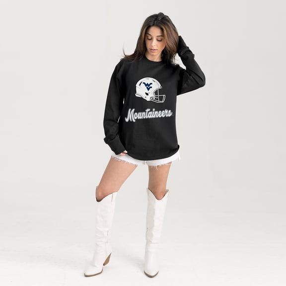 Women's Gameday Couture Black West Virginia Mountaineers Oversized Honor Roll Long Sleeve T-Shirt