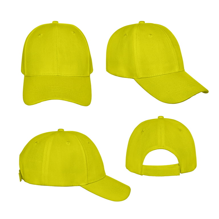 Balec Plain Baseball Cap Hat Adjustable Back (Yellow)