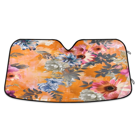 ALAZA Retro Floral Flower Windshield Sun Shade Car Foldable Visor Block UV Rays Protector 55"x27.6"