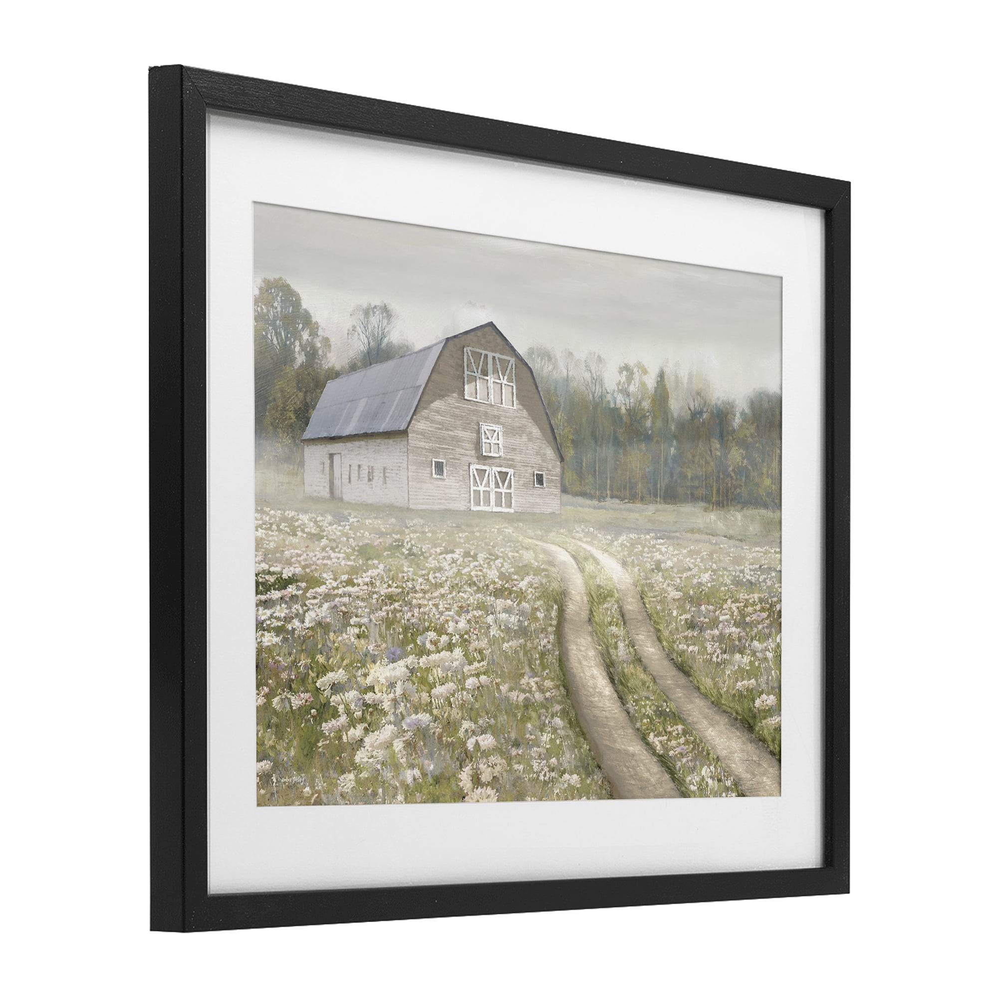 Stupell Industries Wildflower Delight Barn Black Framed Print Under Glass, design by Amber Sterling
