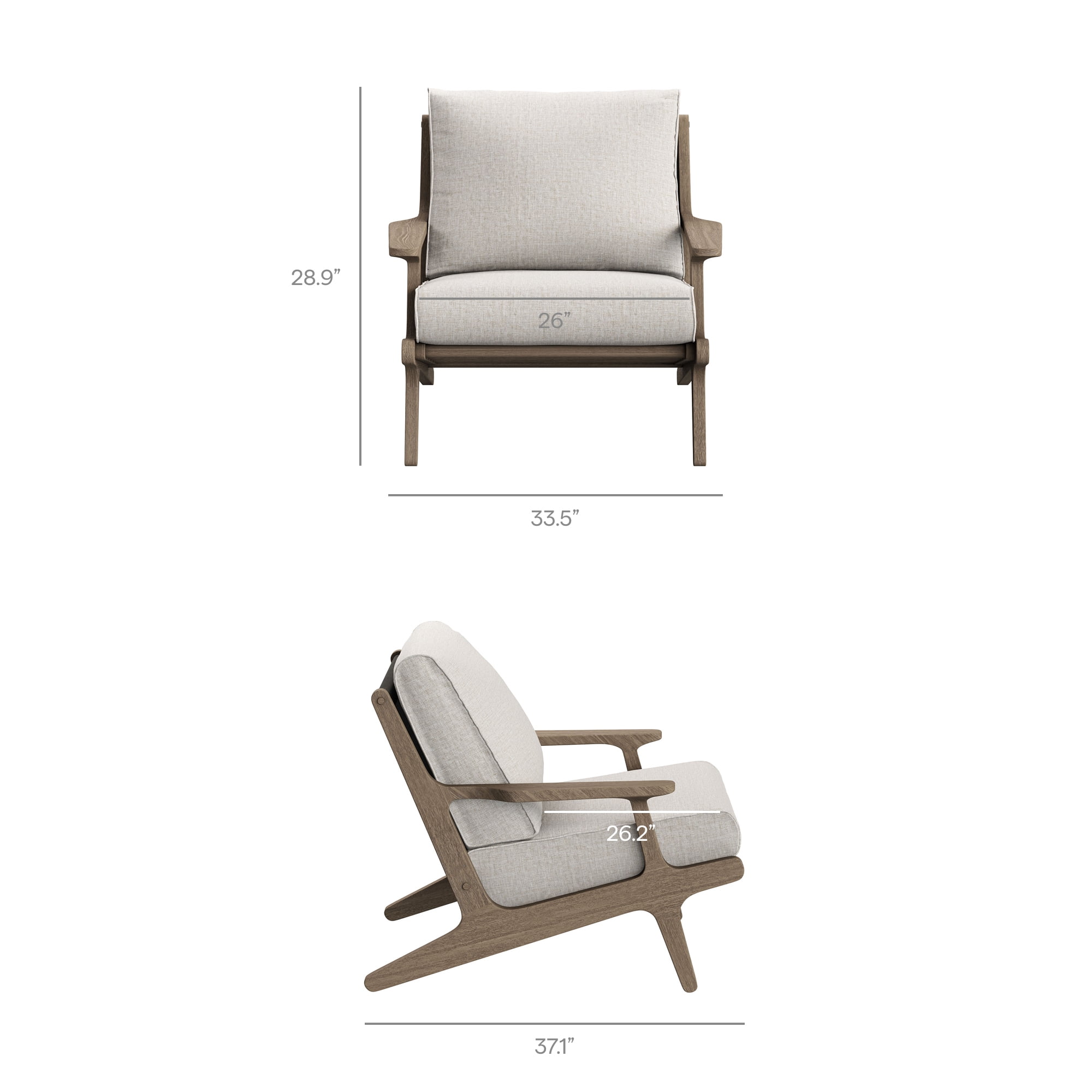 Modway Saratoga 3-PC Patio Teak Wood Furniture Set with Lounge Chairs/Side Table