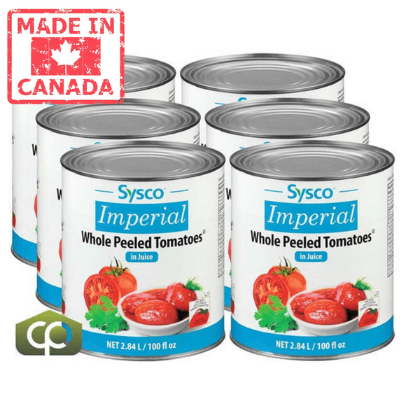 Sysco Imperial Tomato Whole Peeled In Juice 2.84L/96 oz (6/Case)