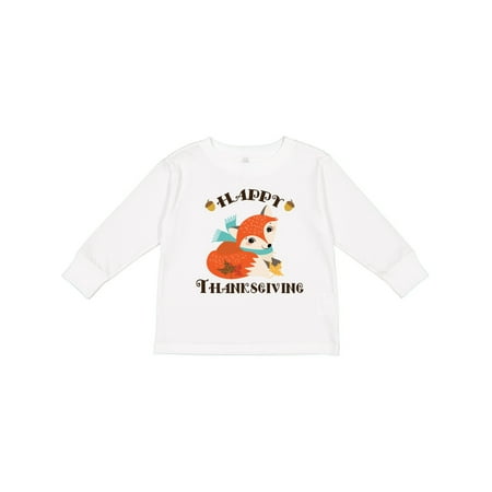 

Inktastic Happy Thanksgiving Woodland Fox Gift Toddler Boy or Toddler Girl Long Sleeve T-Shirt