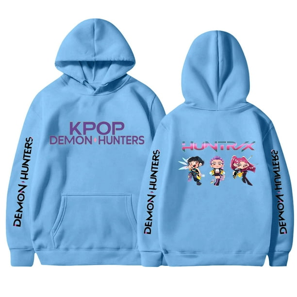 Pop cazadora para niña Demo-n Hunters Unisex Fashion Hooded Sweatshirt Streetwear Soft Comfortable Long Sleeve Hoodie for Daily Wear Spring Fall Winter (Sky Blue)