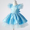 thumbnail image 4 of Coerni Toddler Baby Girls Feather Flying Sleeve Pearl Gown Dress Tutu Fluffy Princess Dress Summer Wedding Party Dresses, 4 of 5