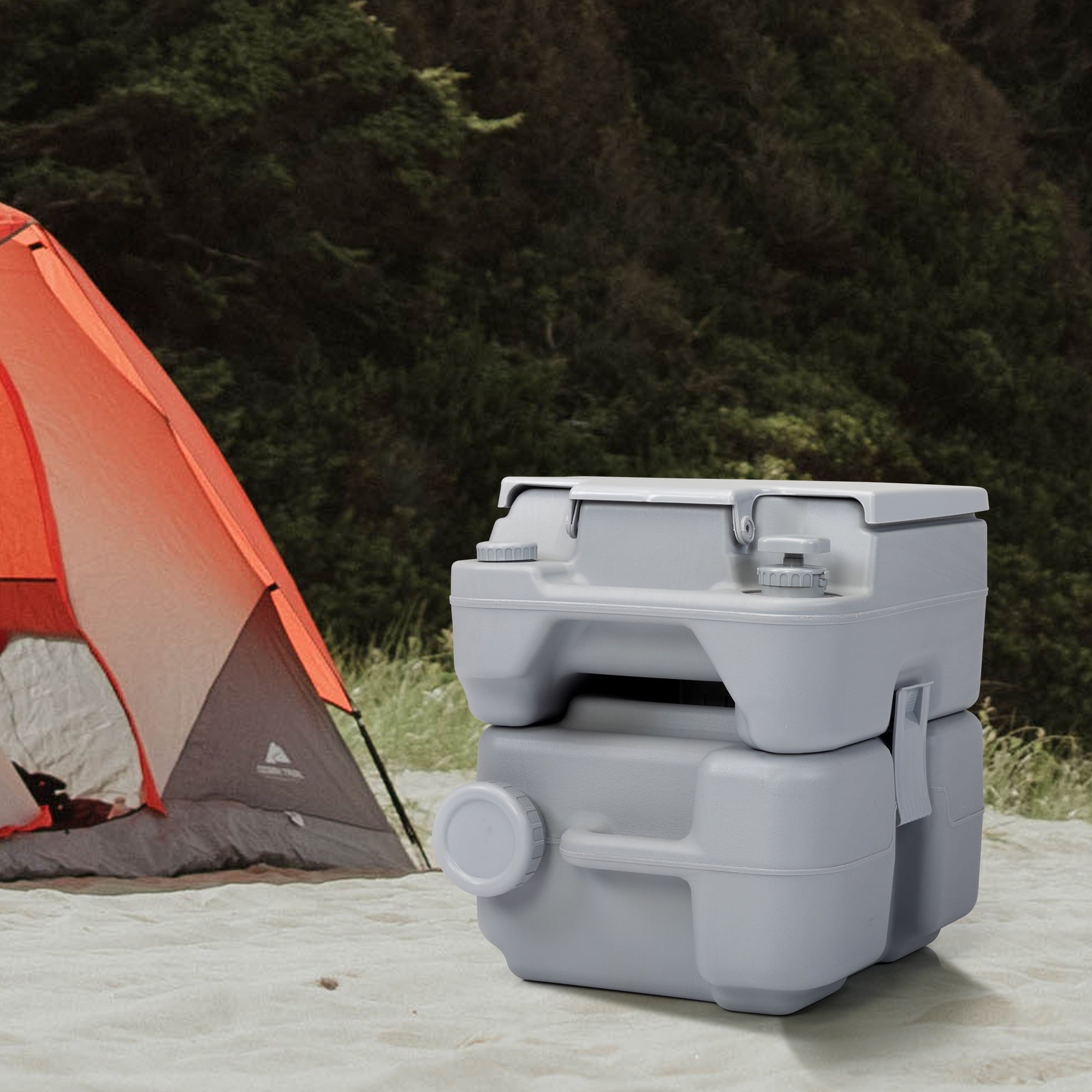 JAXPETY 5.3 Gallon Portable Toilet Camping Porta Potty for RV Travel, Boat and Trips, Gray