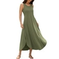 thumbnail image 2 of SHTXOZHI Summer Dresses for Women Sleeveless A-Line Side Slit Beach Casual Long Sundresses, 2 of 7
