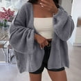 thumbnail image 2 of XFLWAM Womens Oversized Cardigan Sweaters Open Front Long Lantern Sleeve Jacket Chunky Knit Casual Fall Sweater Coats Dark Gray S, 2 of 6