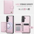 thumbnail image 3 of JEEHOOD Case For Samsung Galaxy S23 FE 5G, RFID Blocking Compatible With MagSafe Detachable 2 In 1 Wallet With Snap fastening Card Holder,PU Leather Case,Kickstand Magnetic Protective Cover,Pink, 3 of 8