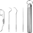 thumbnail image 3 of Portable 304 Stainless Steel Dental Floss Toothpick Seven-Piece Sleeve Set for Easy Carrying and Hanging Key, 3 of 4