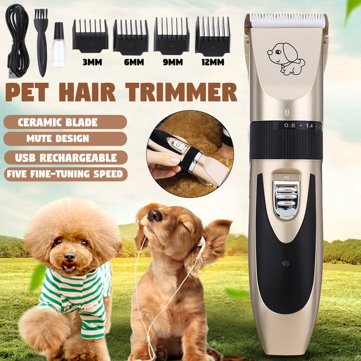 Rechargeable Electric Pet Clipper Dog Cat Hair Trimmer Comb Grooming