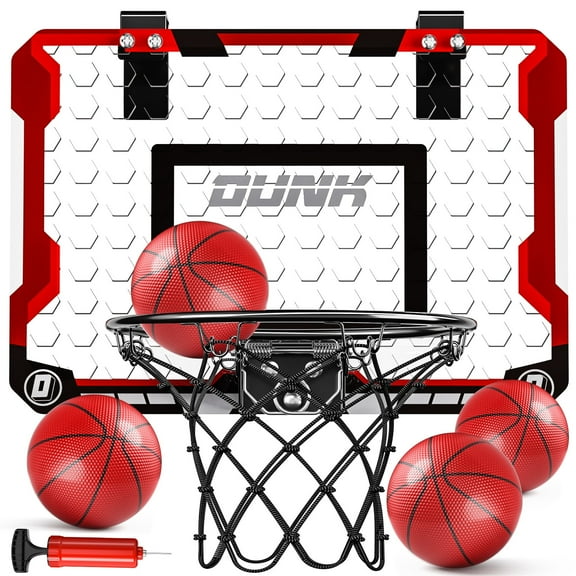 Indoor Basketball Hoop for Kids, Door Room Basketball Hoop,Mini Basketball Hoop with 4 Balls, Basketball Toys for 3 4 5 6 7 8 9 10 11 12 Year Old Boys