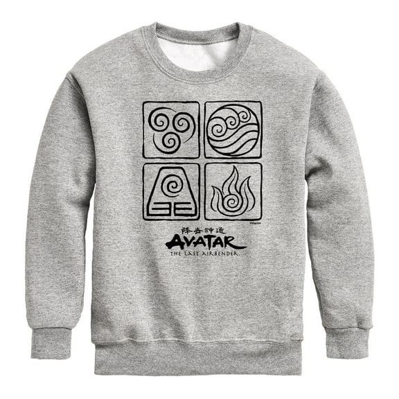 Avatar - The Last Airbender - Four Elements - Youth Crewneck Fleece Sweatshirt