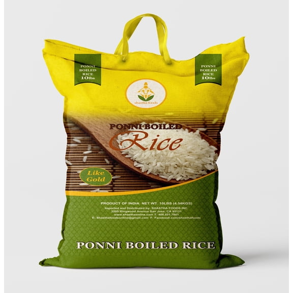 Shastha Ponni Boiled Rice, 10 lbs (pack of 1), Vegan