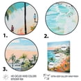 thumbnail image 3 of Designart "Coastal Beach Scene Paradise in Pastel Colors II" Coastal Framed Wall Art - Coastal Pink Coastal Beach Entryway Framed Wall Art Print, 3 of 6