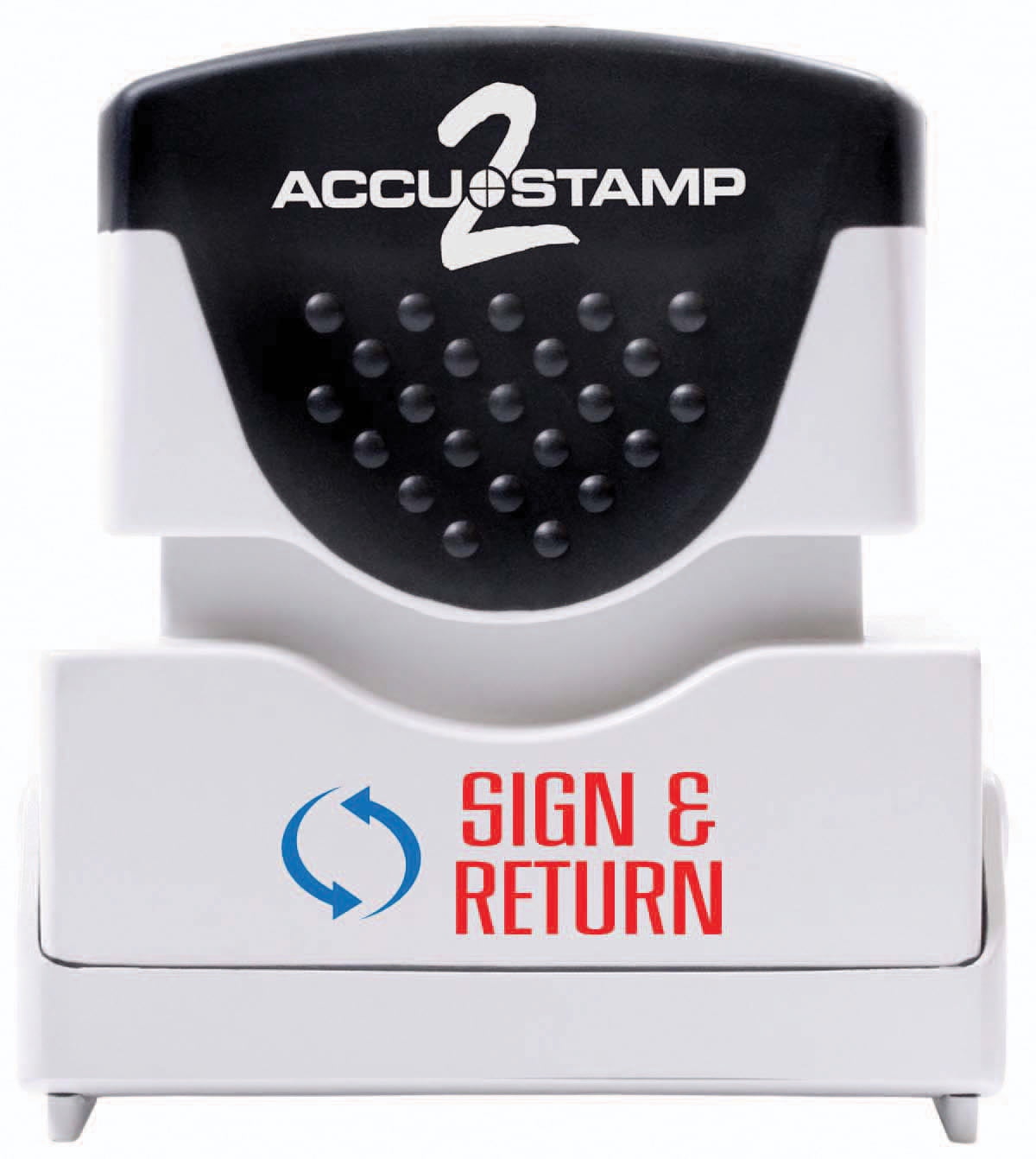 Accustamp2 Pre-Inked Message Stamp, SIGN & RETURN, 1/2" x 1-5/8" Impression, Red and Blue Ink