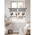 thumbnail image 4 of Black White Plaid Rooster Semi Sheer Curtains 45 Inch Length 2 Panels Set, Vintage Farmhouse Checkered Sheer Kitchen Curtain Privacy Voile Window Curtain for Living Room Bedroom Rod Pocket Drapes, 4 of 7