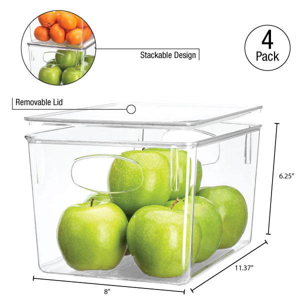 Sorbus Clear Plastic Storage Bins for Fridge and Pantry Stackable