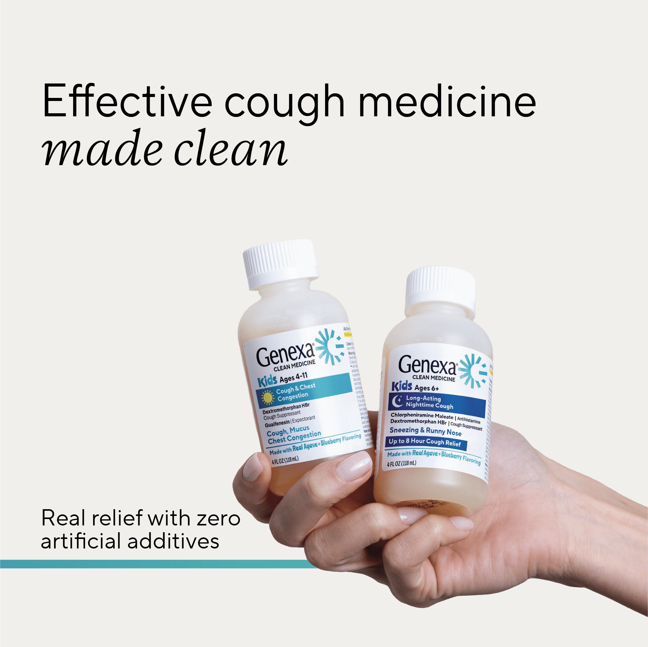 Genexa Kids' Day & Night Cough Combo Pack, Kids 6+, Blueberry Flavor, 4 fl oz
