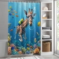 thumbnail image 6 of Funny Diving Giraffe Shower Curtain Set, Waterproof Shower Curtains for Bathroom, Ocean Coastal Coral Fish Marine Life Washable Fabric Bath Curtain for Bathtub Decoration with Hooks 66x72 Inches, 6 of 9
