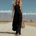thumbnail image 2 of Purcolt Women's Jumpsuits, Dressy Casual Summer 2026 Halter Neck, Button-Front, Sleeveless, Wide-Leg Pants Rompers with Pockets, 2 of 7