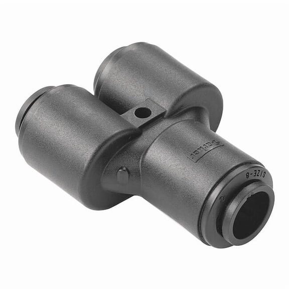 Parker Push-Fit Union Fitting, 3/8 in x 1/4 in Tube Size, PVDF, Black 362PW-4-6