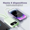 thumbnail image 5 of Mini Power Bank Genérico PB20000 Portátil Verde 20000mAh 4 Cables USB Tipo Clet LED, 5 of 5