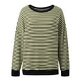 thumbnail image 2 of 2025 New Striped Print Waffle Sweatshirts for Women Loose Fit Crewneck Drop Shoulder Long Sleeve Pullover Tops Trendy Soft Comfy Split Hem Stylish Outfit for Daily Wear Green XXXXL, 2 of 5