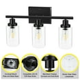 thumbnail image 3 of Ascher 3-Light Black Wall Sconce Modern Bathroom Vanity Light Fixtures with Clear Glass Shade, 3 of 9
