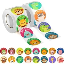 JUMRHFAN 1000 Pcs Children Incentive Stickers,Teacher Incentive Stickers, Animal Cartoon Motivational Stickers, Primary Training Stickers,16 Designs (1 in/2 Rolls)