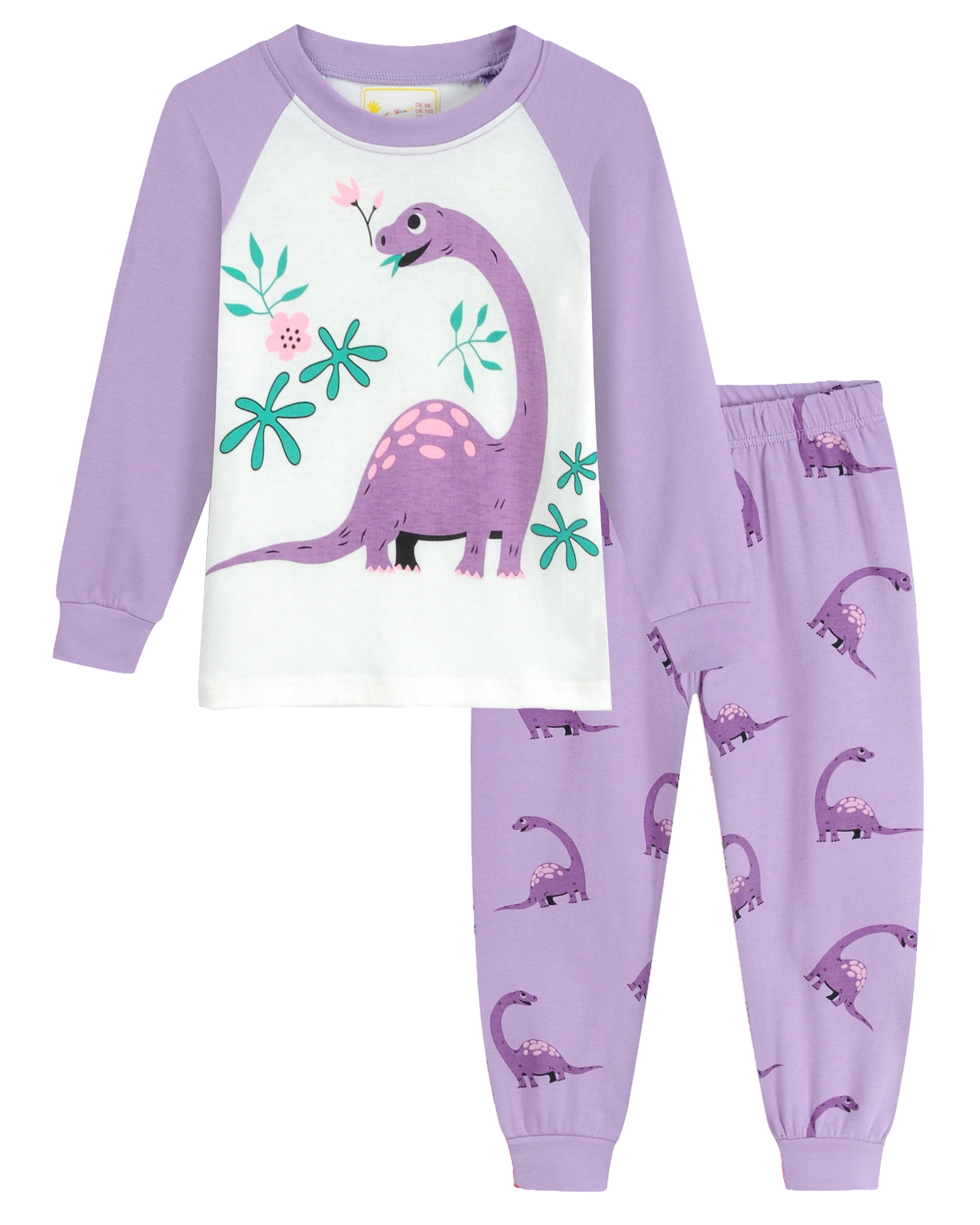 Little Hand Girls Dinosaur Pajamas Sets Cotton Pjs Sleepwear 7T