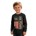 thumbnail image 4 of OOOUM Kids Patriotic Long Sleeve T-Shirt Usa Flag Vintage Graphic Crewneck Shirt 250Th Anniversary Holiday Casual Tops Black 11-12 Years, 4 of 4