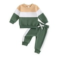 thumbnail image 5 of Winter Baby Boy Clothes Girl Fall Color Block Long Sleeve Elastic Waist 6 12 18 24 Months Everyday Outfit Set 2 Pcs Toddler Baby Boys Fall Winter Clothes Sweatshirt Pullover Tops + Joggers Pants Set, 5 of 5
