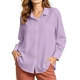 thumbnail image 6 of cocolona Heart-Shaped Button Down Blouses for Women Solid Color Long Sleeve Lapel Shirts Trendy Casual Blouses, 6 of 7