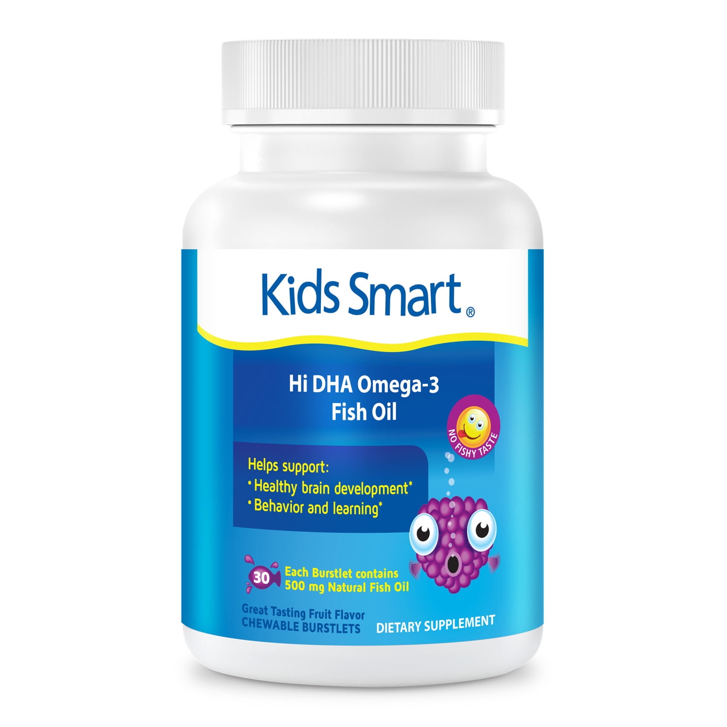 Kids Smart Hi DHA Omega-3 Fish Oil, Fruit Chewables, 30 Count