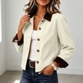 thumbnail image 6 of Vintage Jacket Women Fall Cozy Corduroy Long Sleeve Jackets Lapel Collar with Pockets Winter Warm Barn Jacket Bottom Down Casual Trendy Daily Outerwear, 6 of 9