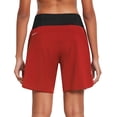 thumbnail image 2 of BALEAF Womens' 7 Inches Long Running Shorts Back Zipper Pocketed Athletic Active Exercise Shorts with Liner Red Size XS, 2 of 6