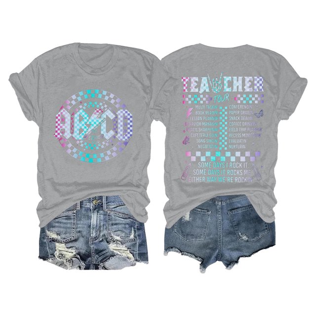 iTNHFP T-Shirt pour Femmes Mode Rentrée Scolaire Imprimé Manches Courtes Col Rond T-Shirt