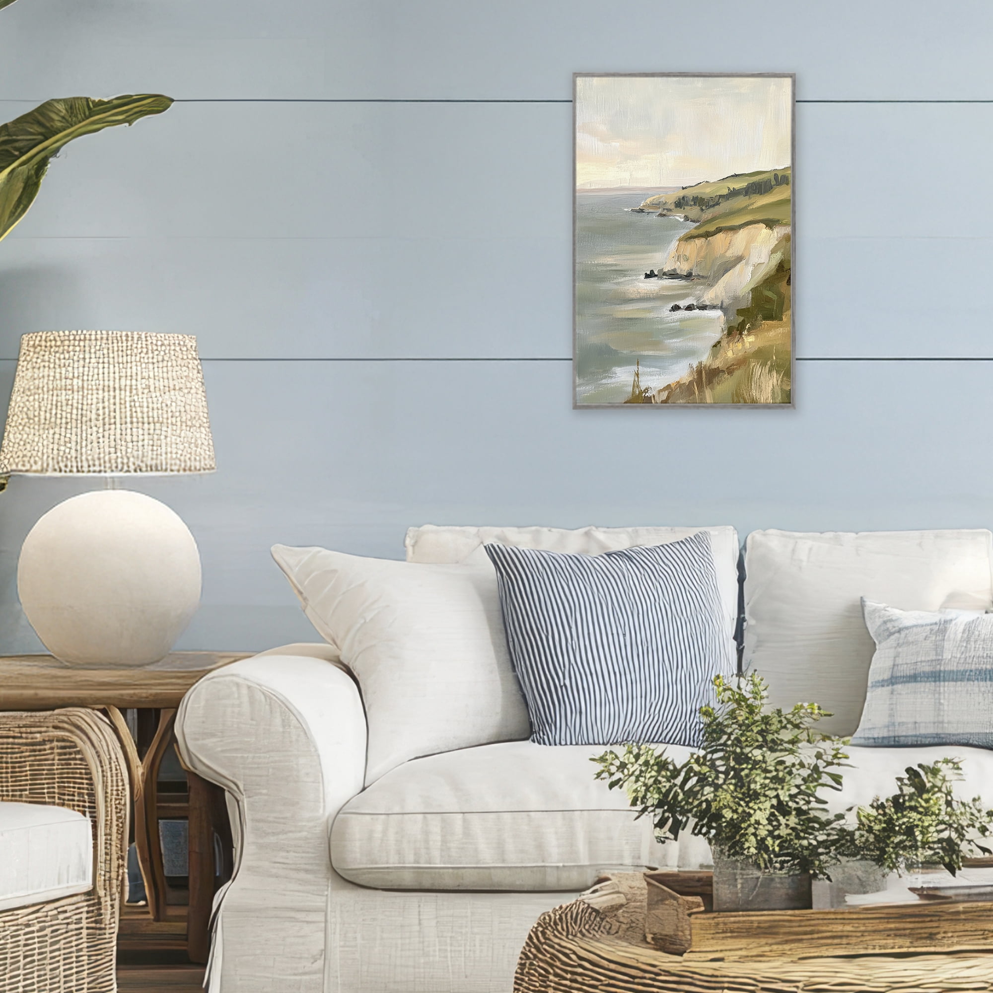 Stupell Industries Cliffs Off The Sea Gray Framed Giclee Art, design by Petal Prints Design