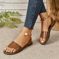 thumbnail image 2 of Pearl Clasp Open Toe Flat Roman Sandals Shoes for Women Girls, 2 of 3