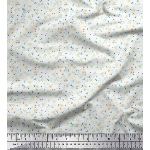 Soimoi Polyester Crepe Fabric Leaves & Floral Night Wear Print Fabric by The Yard 42 Inch Wide
