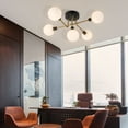 thumbnail image 3 of 5-Light Large Modern Globe Glass Flush Mount Chandelier Ceiling Light,85-240V, G9 Bulb Base White, 3 of 8